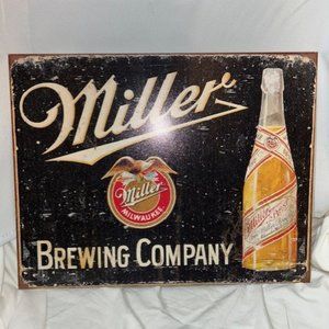 Miller Genuine Draft Brewing Company Beer METAL TIN SIGN FOR BAR ~ MANCAVE